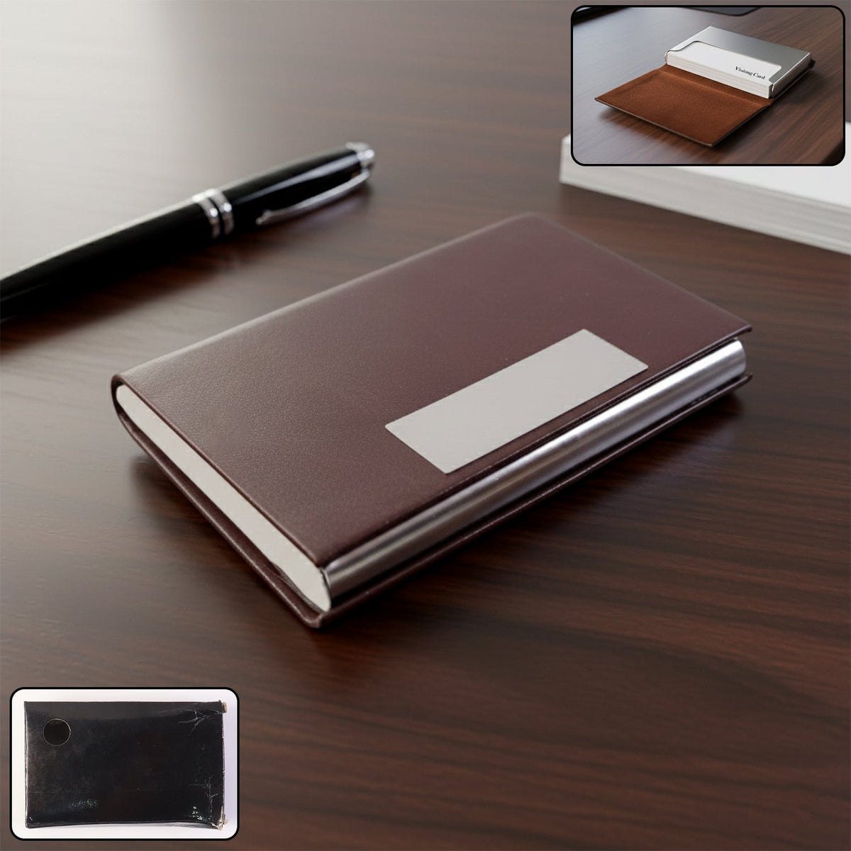 Premium executive business card holder with magnetic secure closure, showcased closed Main image
