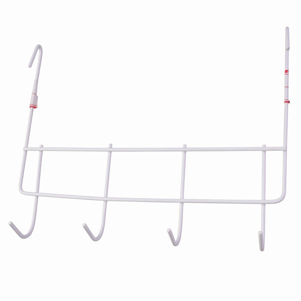 Over the Door Metal Hook Rack – Space Saving 4 Hook Organizer