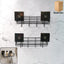 Pack of two self-adhesive wall storage baskets with hooks mounted on bathroom wall