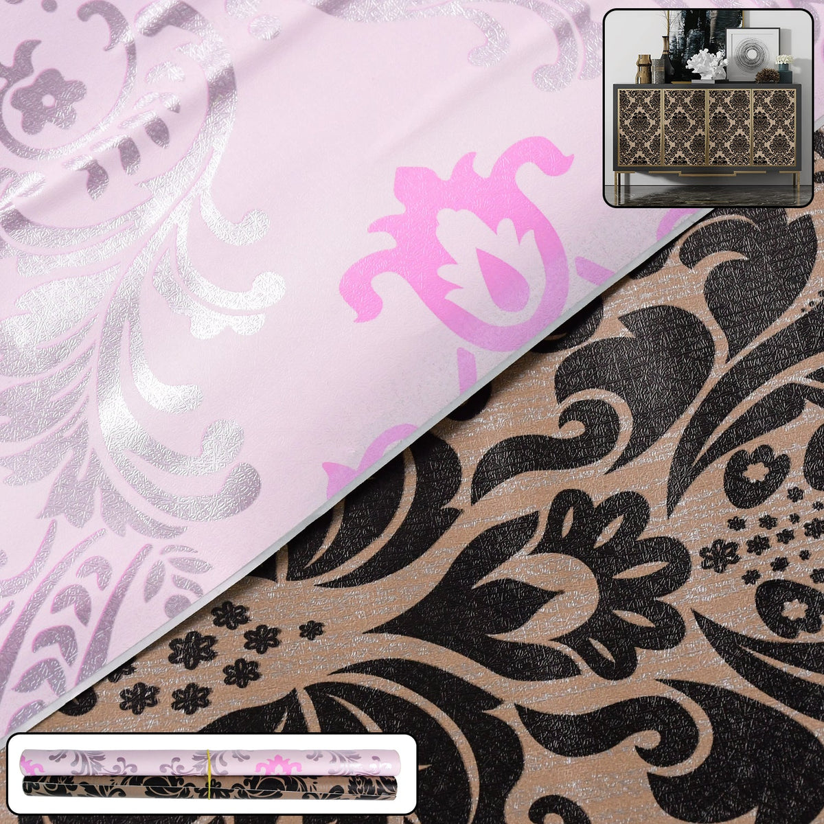 Self-adhesive decorative wallpaper roll with modern pattern displayed Main image