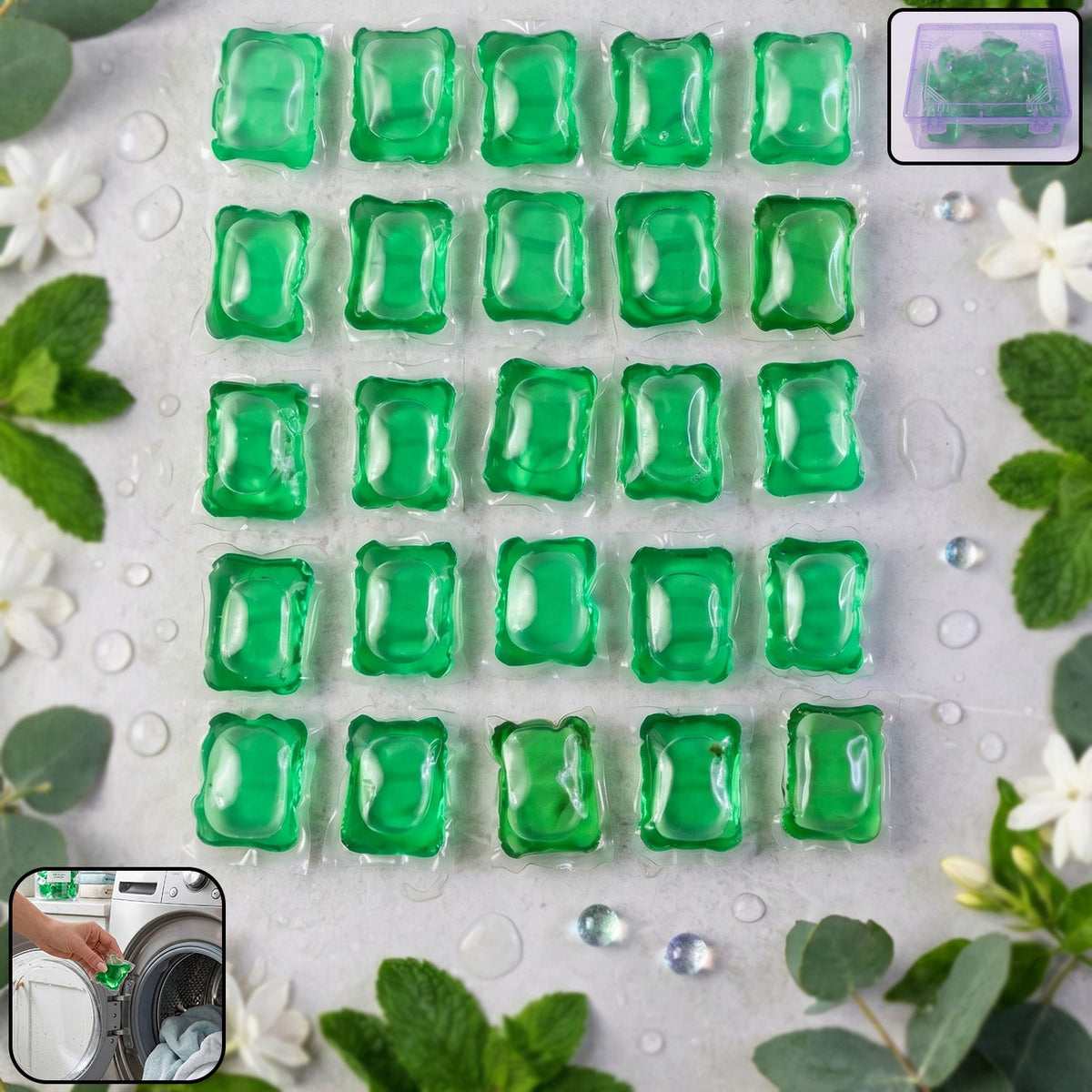 Plant-based laundry detergent pods pack with 25 capsules Main image