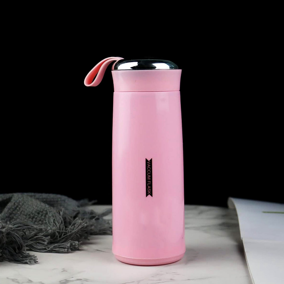 400ml pink glass water bottle for hot and cold drinks Main image