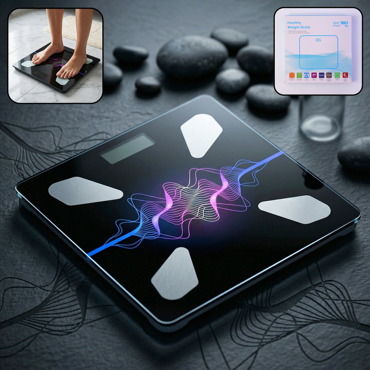 Digital weighing scale showing a zero reading on its clear LCD display, ready for use. Main image