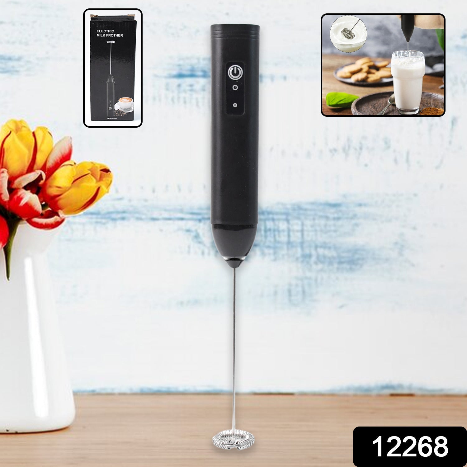 Electric Handheld Milk Frother – Portable Stainless Steel Whisk Secondary image