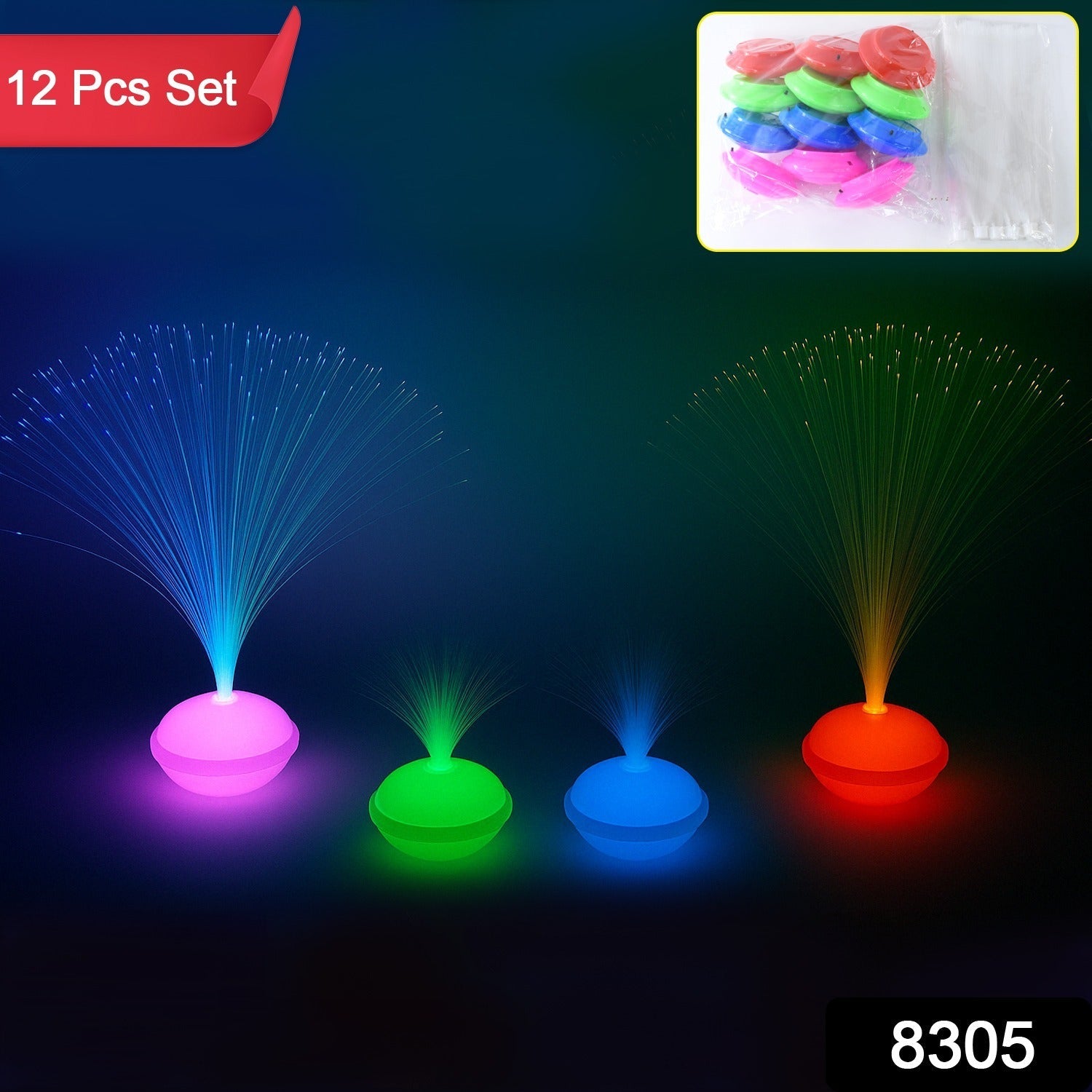 Fiber Optic LED Night Lamps Set – 12-Piece Color Changing Decor Secondary image