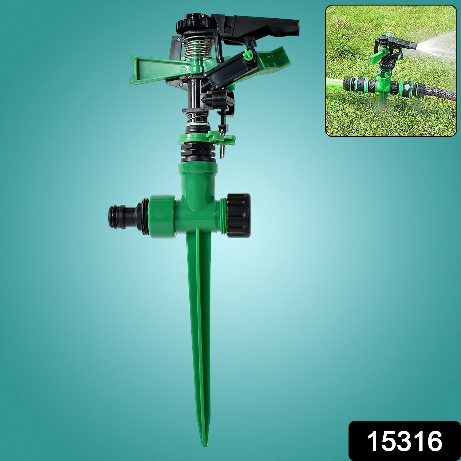 360-Degree Rotating Garden Impact Sprinkler – Adjustable Water Coverage Secondary image