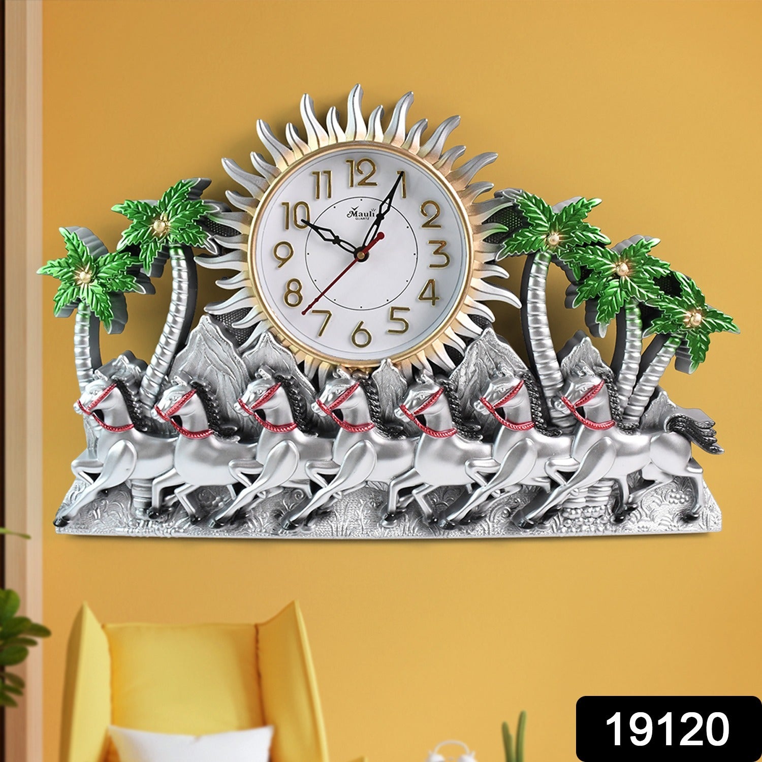 Plastic Wall Clock – Silent Sweep with Running Horse Design Secondary image