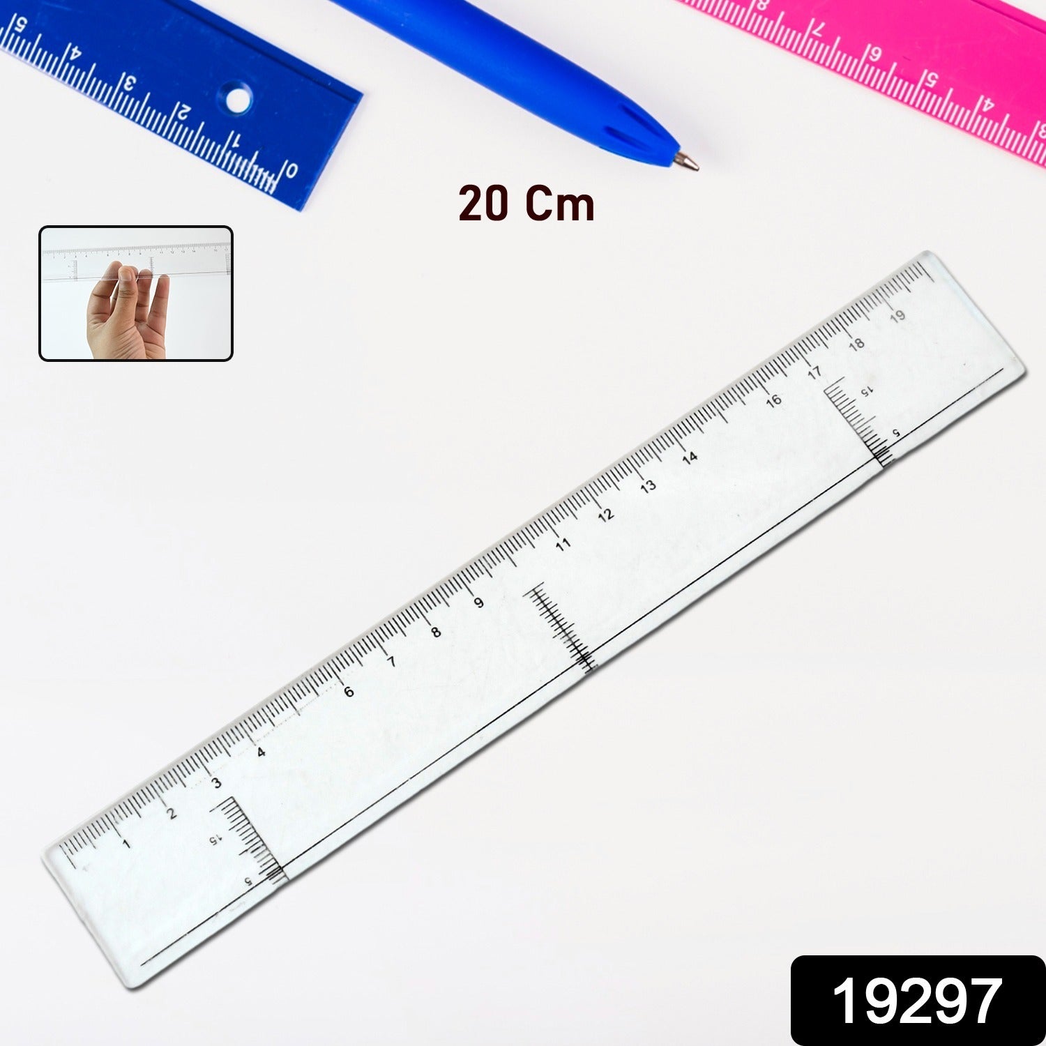 20 cm Transparent Plastic Ruler – Dual Scale for Precise Measurement Secondary image