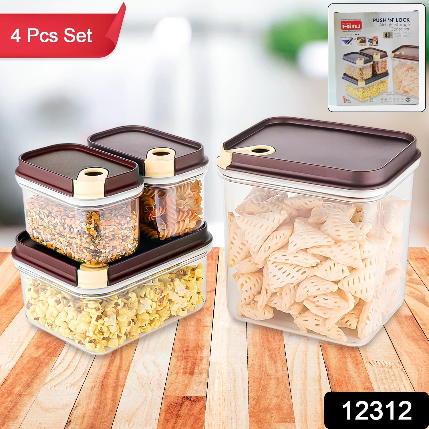 Airtight Food Storage Container Set – 4 Pc Vacuum Seal Jars Secondary image