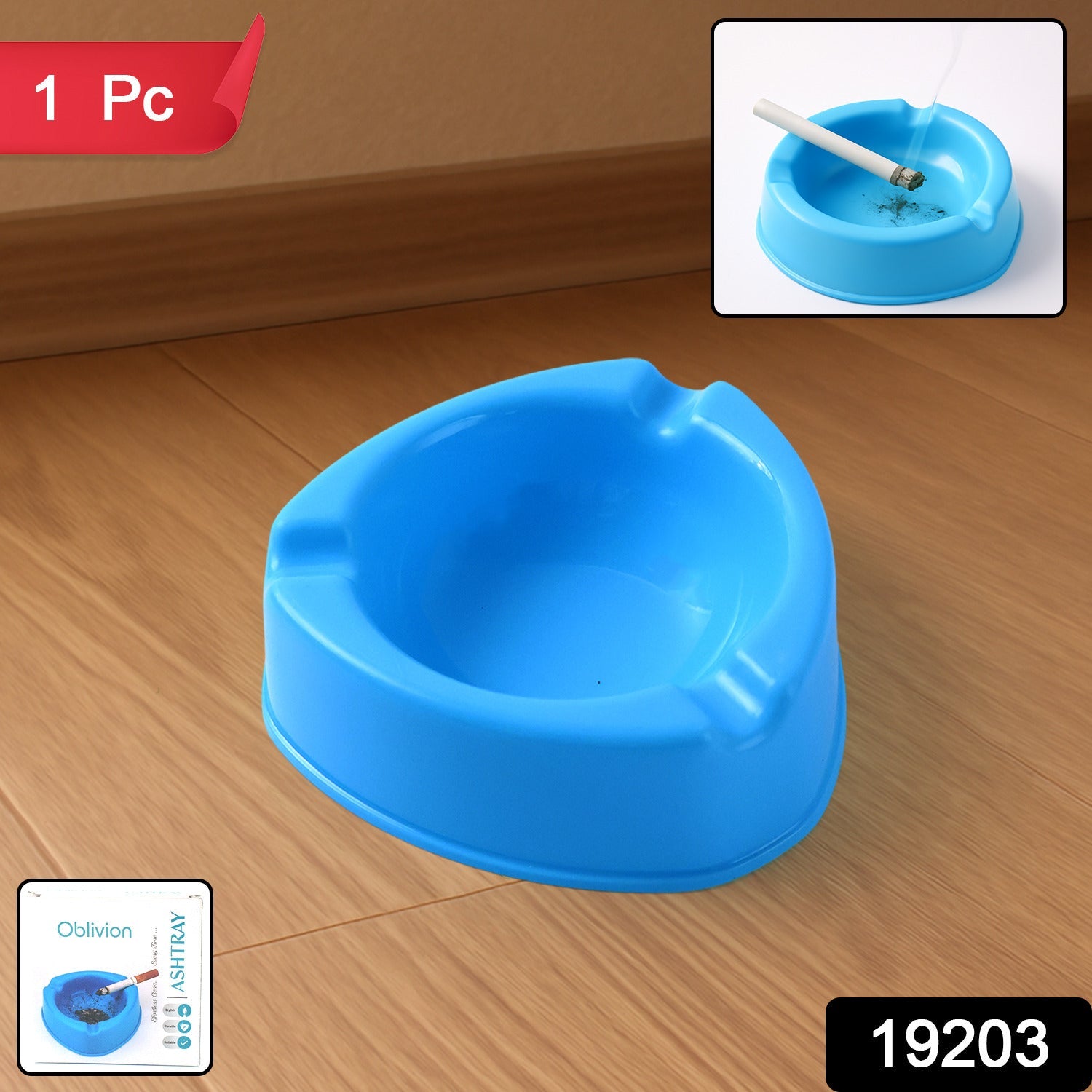 Plastic Ashtray – Durable Wide Bowl with 3 Cigarette Slots Secondary image
