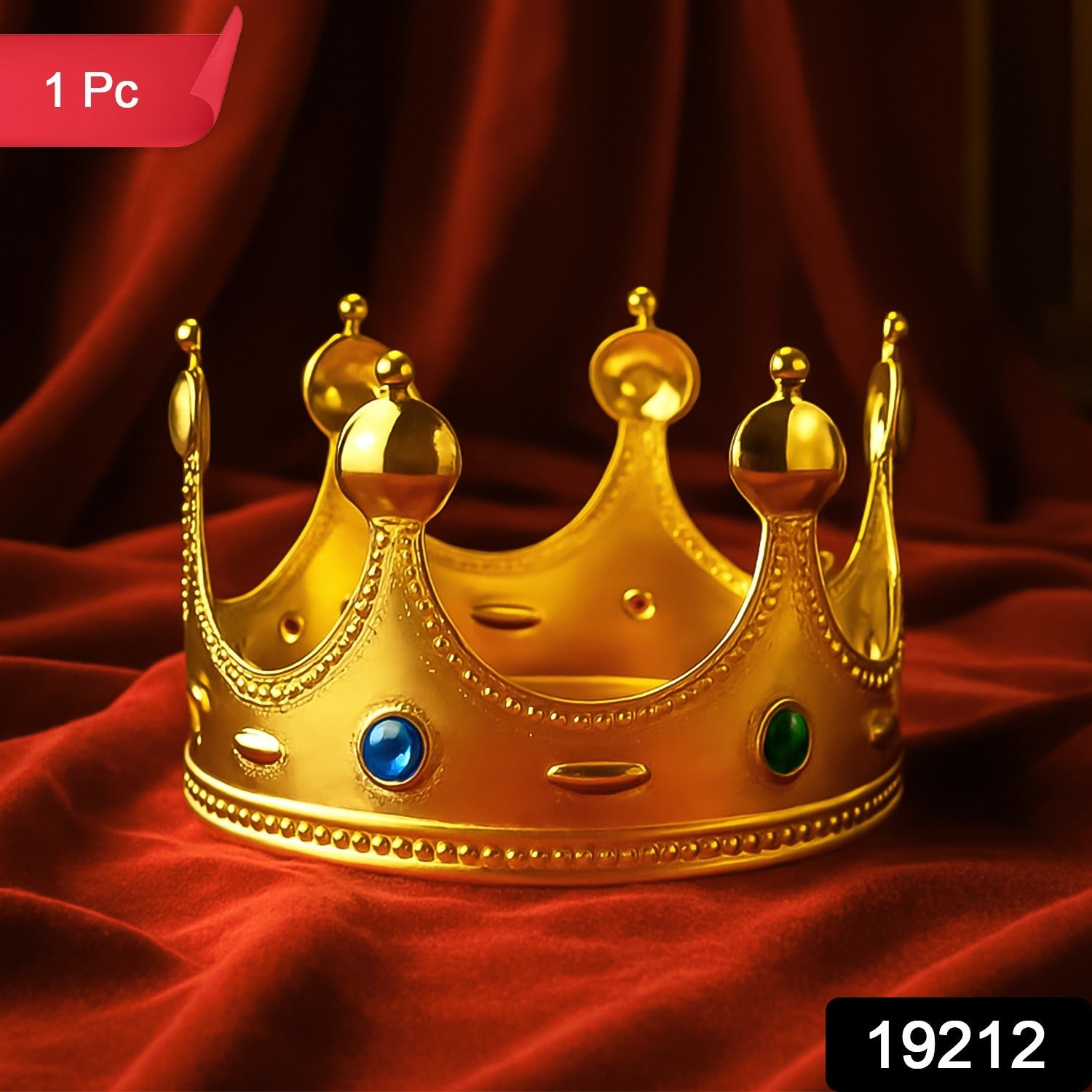 Royal Crown with Colored Gems – Lightweight Costume Headpiece Secondary image