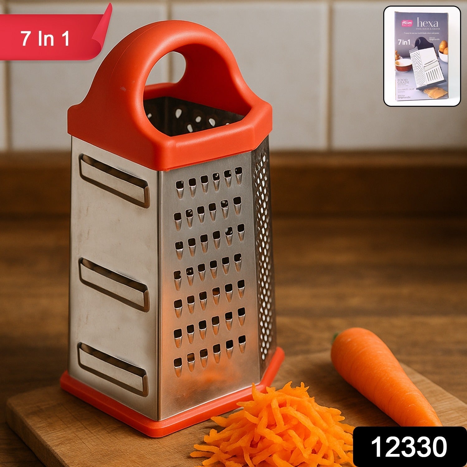 7-in-1 Stainless Steel Box Grater – Heavy Duty & Ergonomic Secondary image