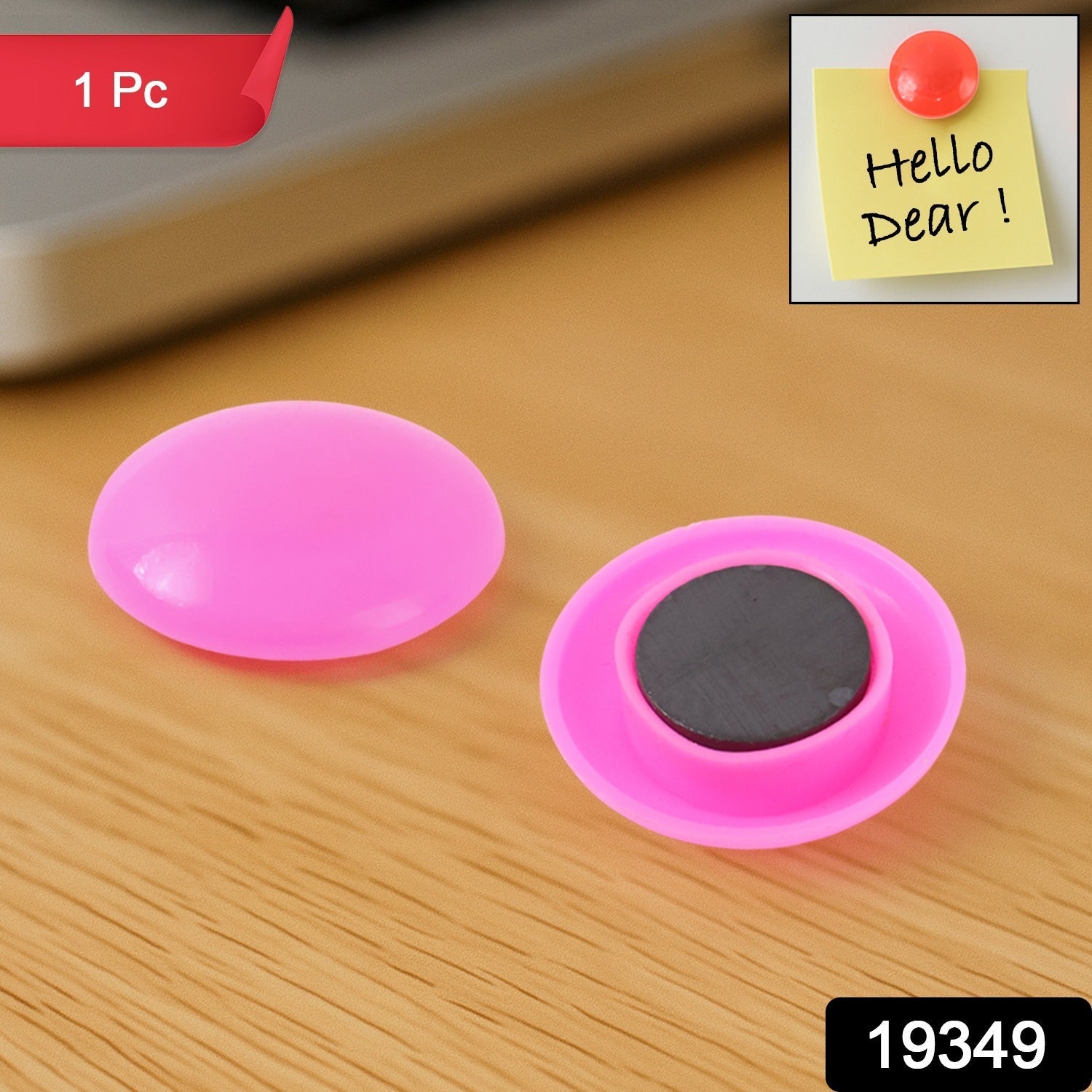 Pink Board Magnet Button – Durable 30mm Plastic Circle Secondary image