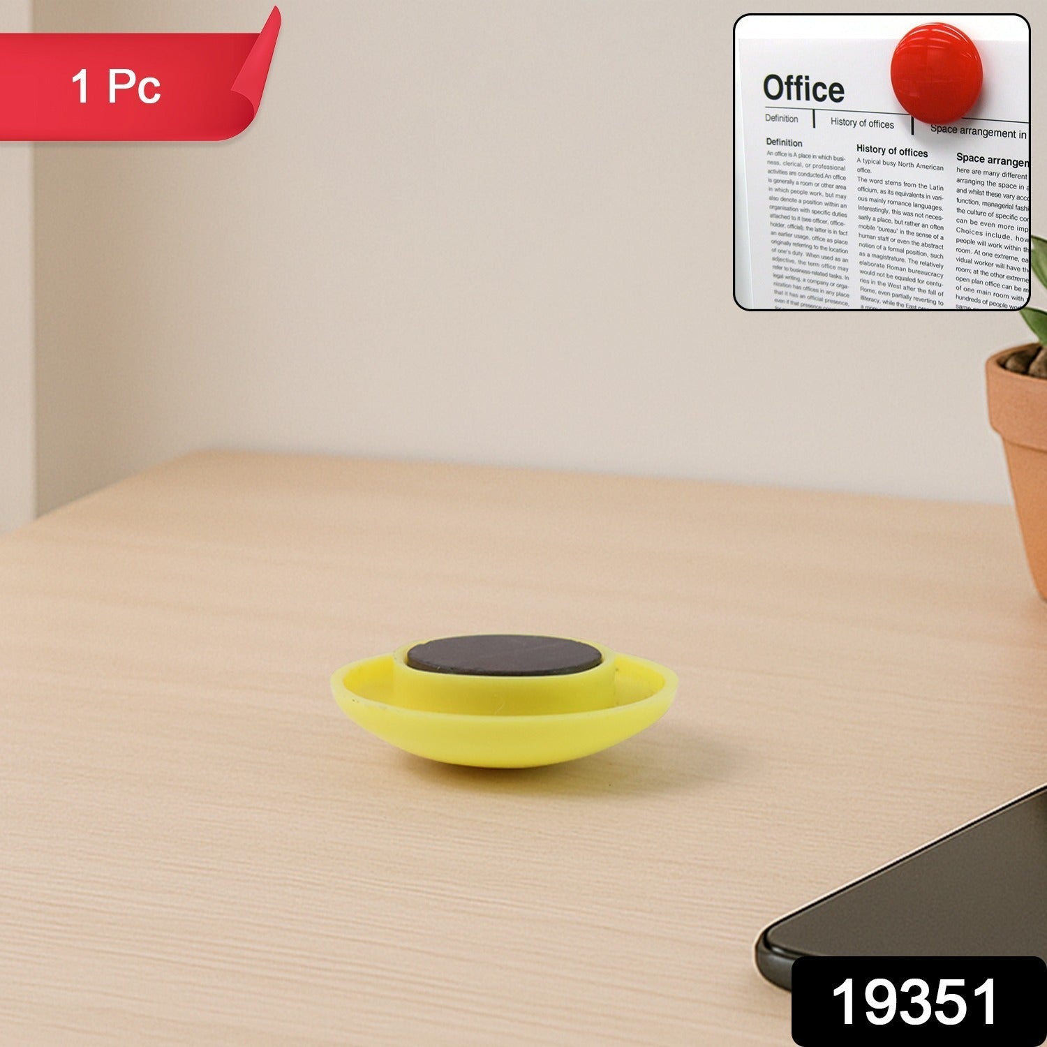 Yellow Magnetic Buttons – Strong Grip Circular Board Magnets Secondary image