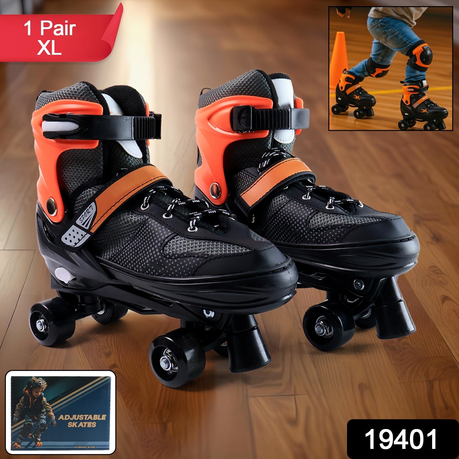 Adjustable Quad Roller Skates for Kids – XL Size with Safety Features Secondary image