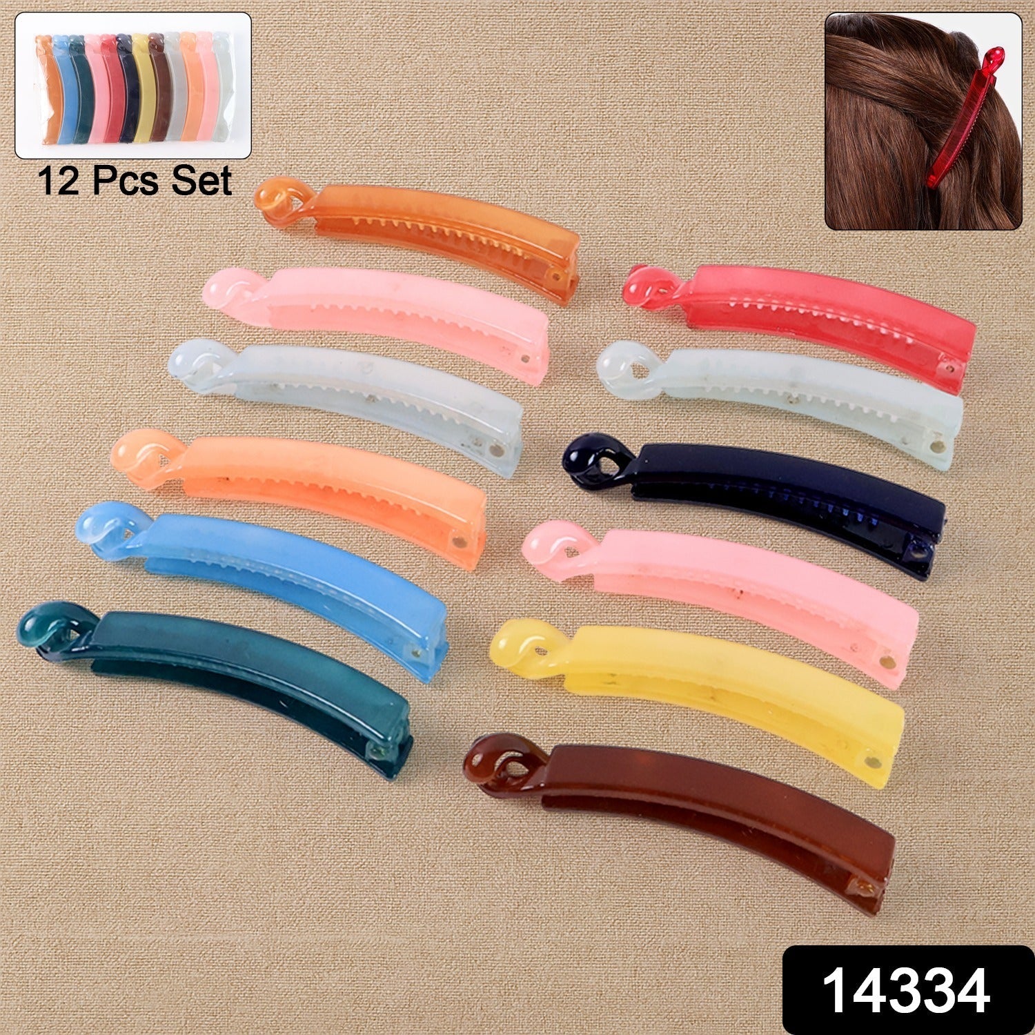 Banana Hair Clips Set – 12 Vibrant Multicolor Clips with Strong Grip Secondary image