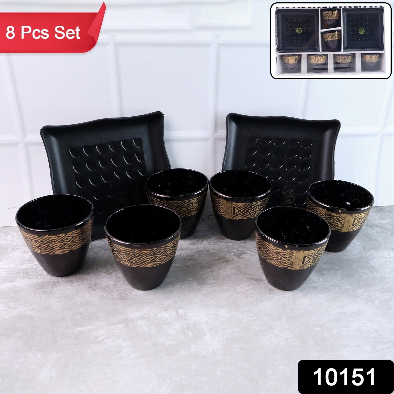Ceramic Bowl and Cup Set – 8 Pc Dining Collection | Indo Glow Secondary image