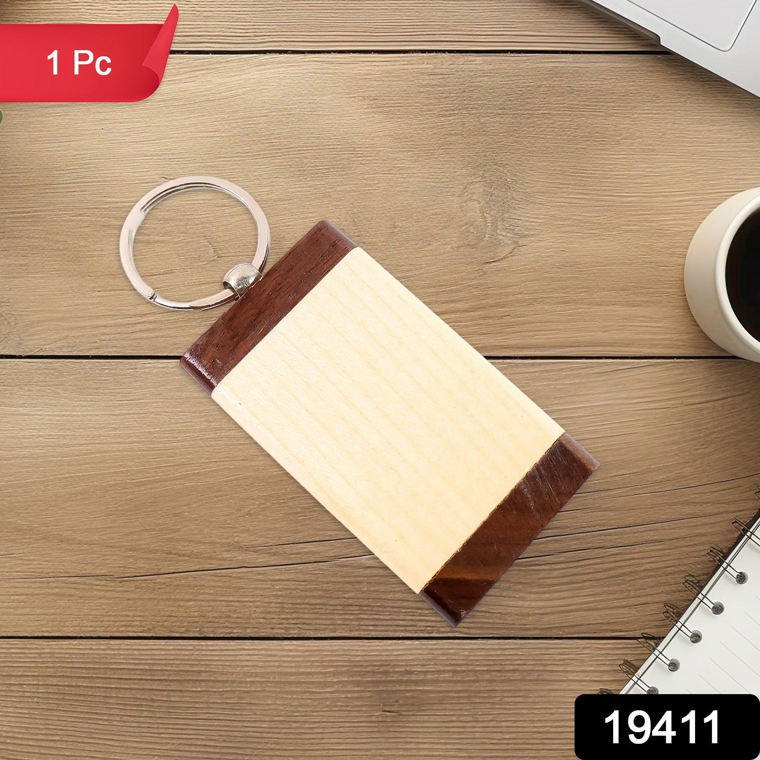 Wooden Keychain – Premium Dual-Tone Rectangular Key Holder Secondary image