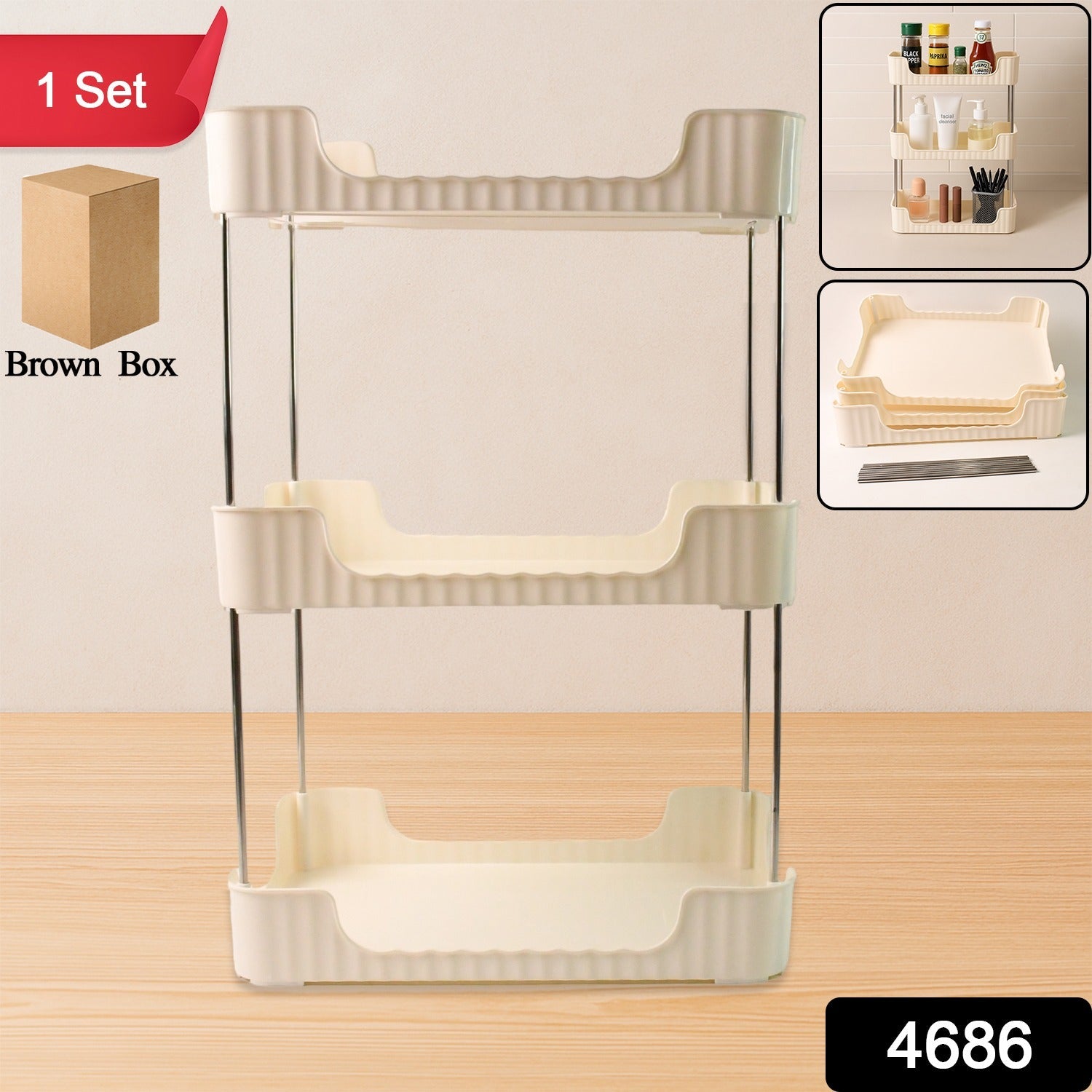 3-Tier Storage Organizer Rack – Compact & Versatile Shelf Secondary image