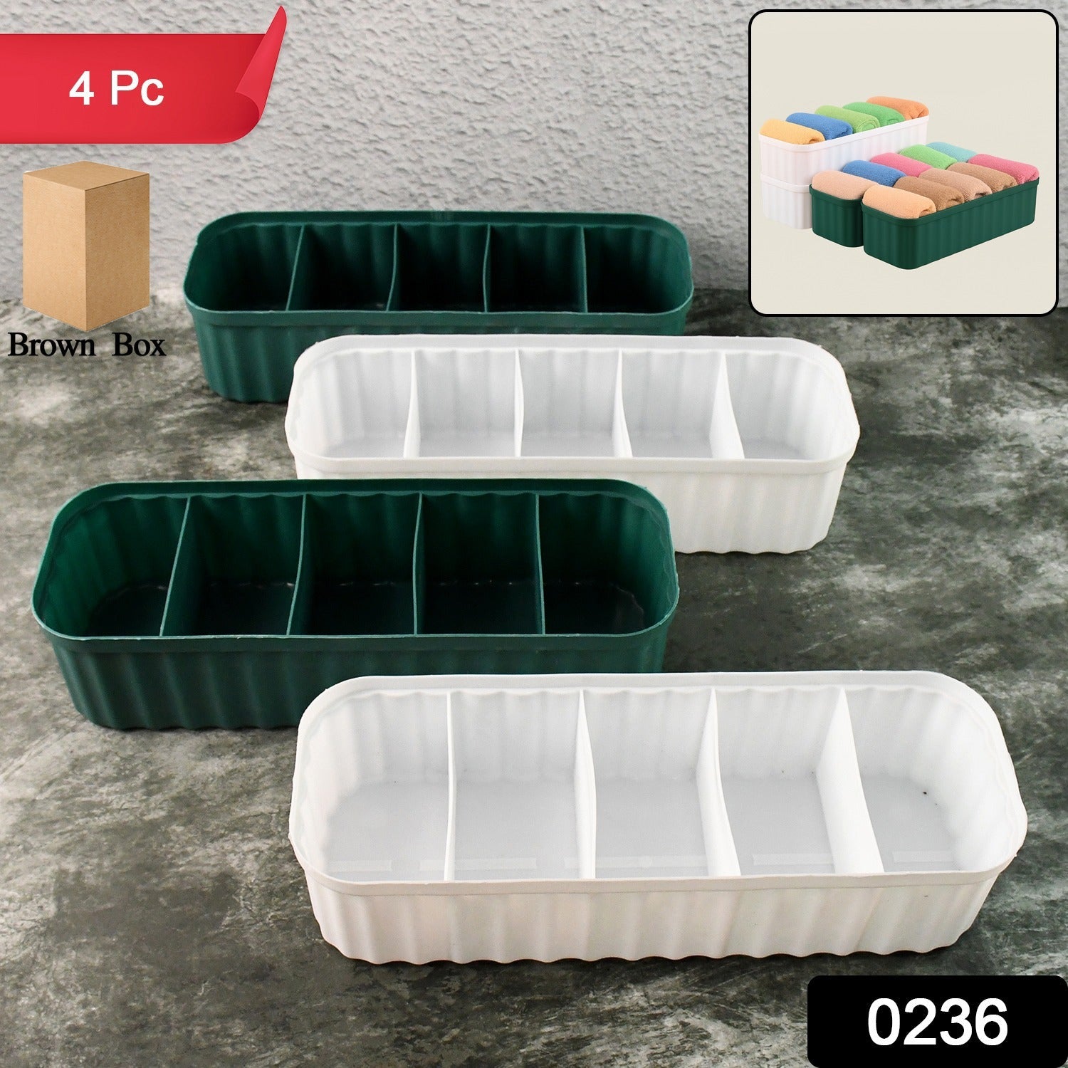 Drawer Organizer for Socks – 5-Compartment Storage (4-Pack) | Organivo Secondary image