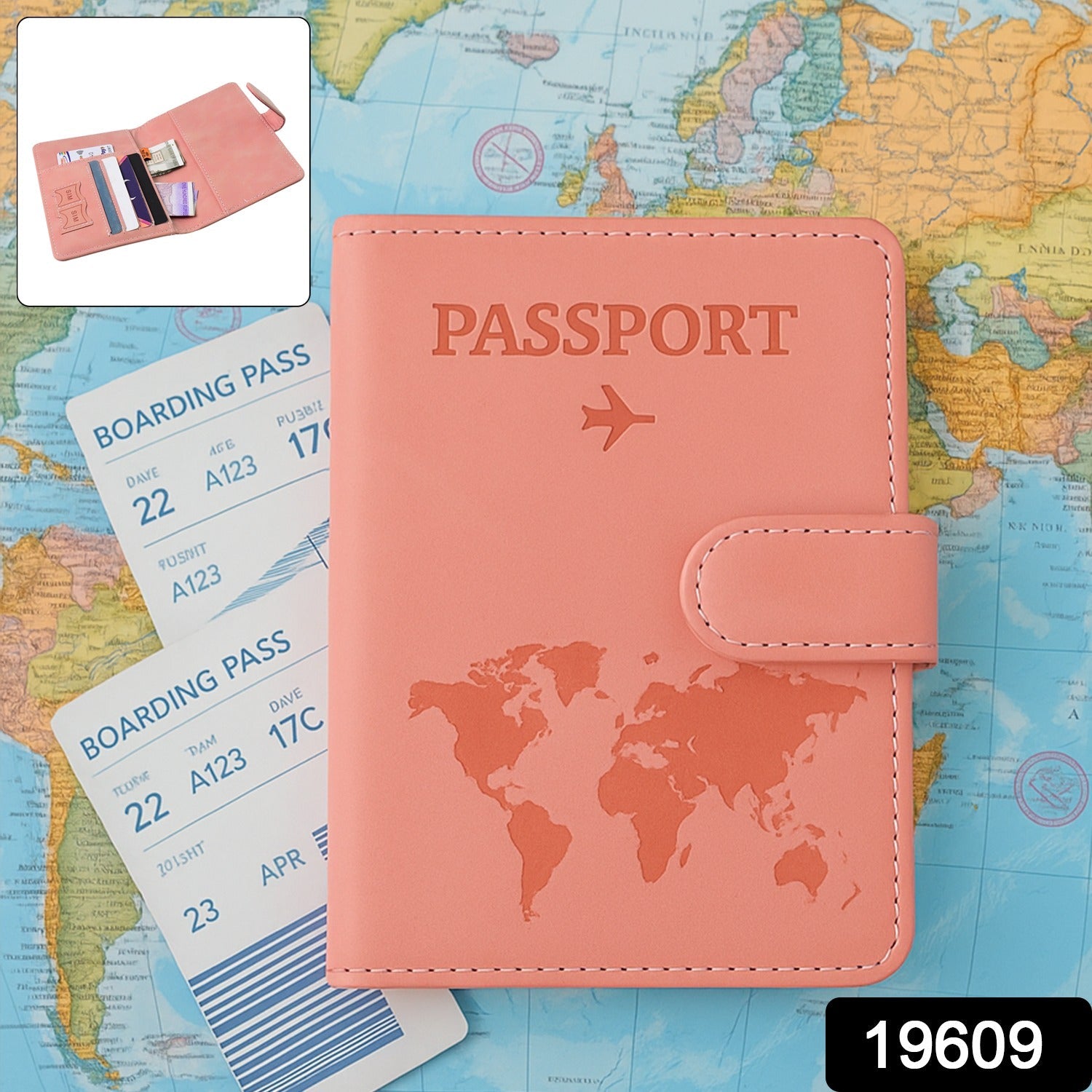World Map Travel Passport Holder – Compact & Durable Organizer Secondary image