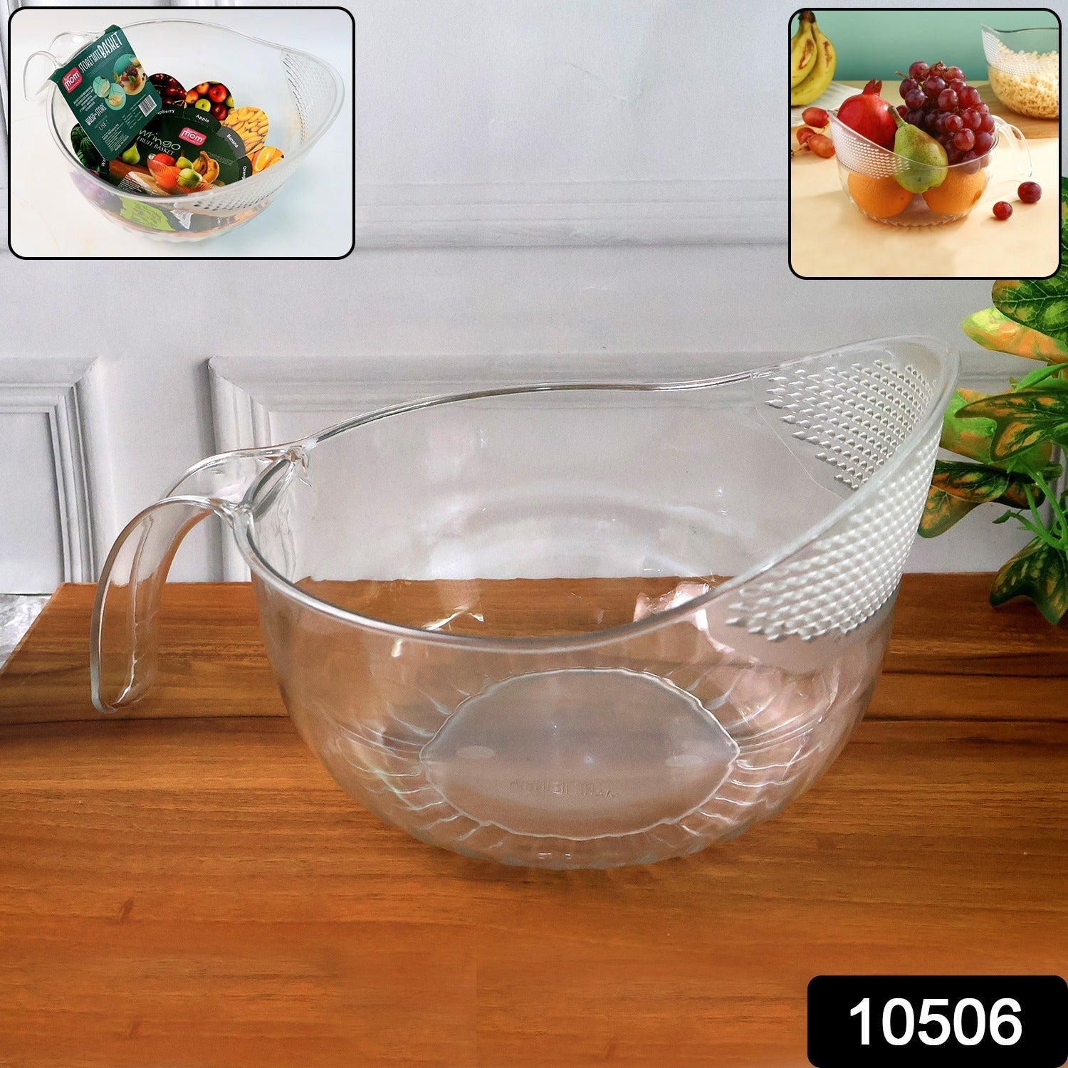 Transparent Plastic Bowl with Handle – Large Multipurpose Kitchen Basket Secondary image