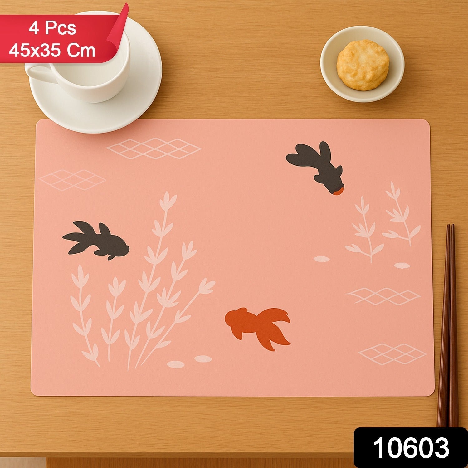 Dining Table Placemats – Elegant Heat Resistant Fish Design Set Secondary image