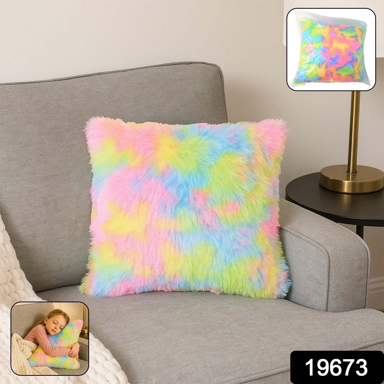 Rainbow Cushion Pillow – Soft Plush Decorative Throw Pillow Secondary image