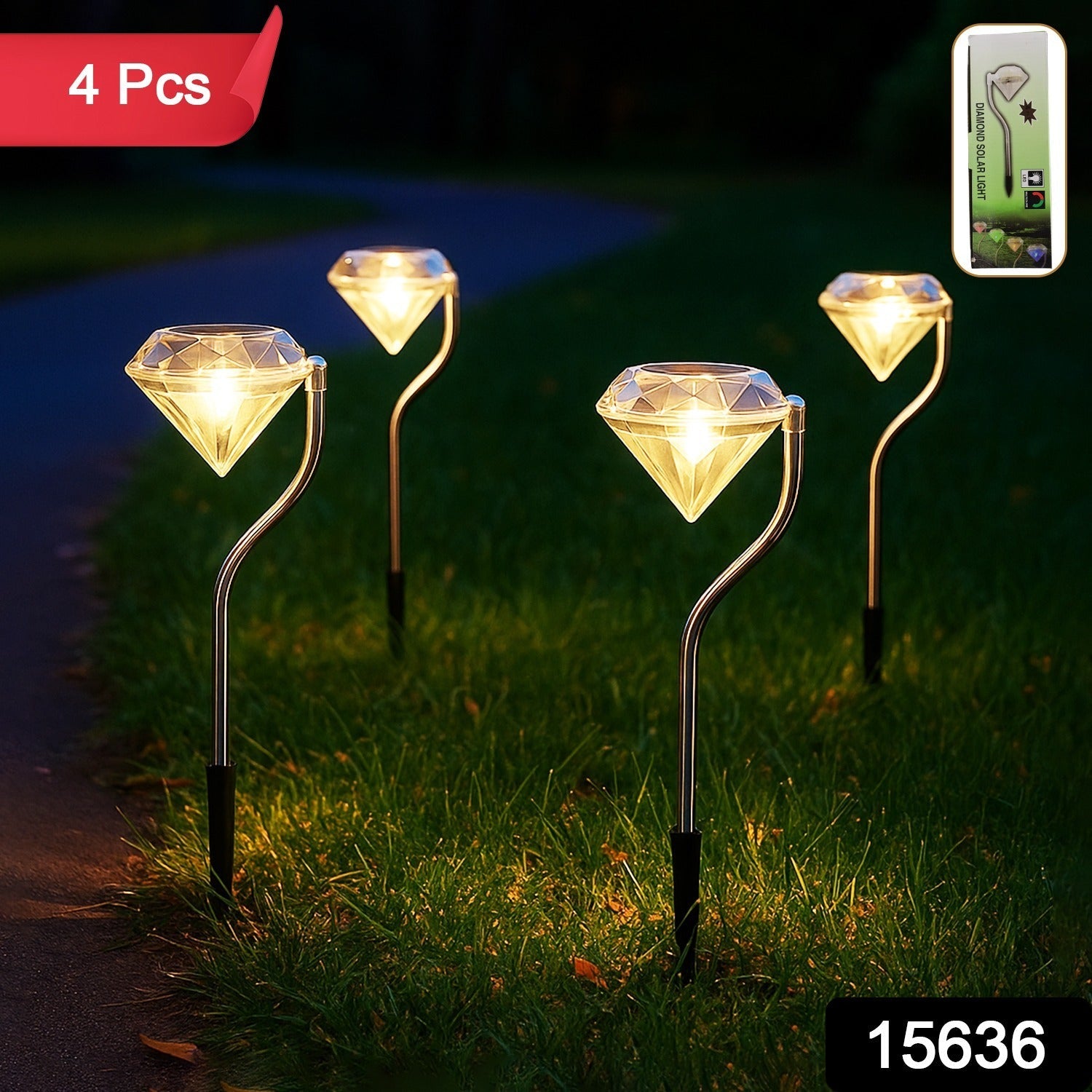 Diamond Solar Garden Lights – Elegant Waterproof LED (4-Pack) Secondary image