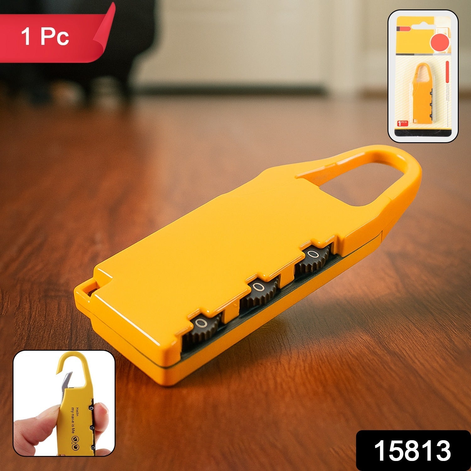 3-Digit Combination Lock – Portable Keyless Security with Carabiner Secondary image