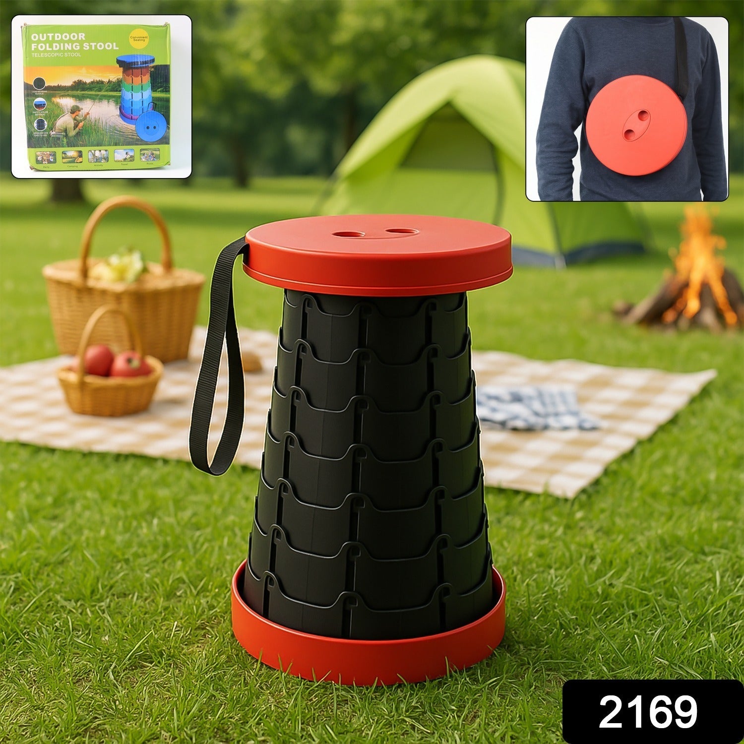 Telescopic Folding Stool – Adjustable Compact Portable Seat Secondary image