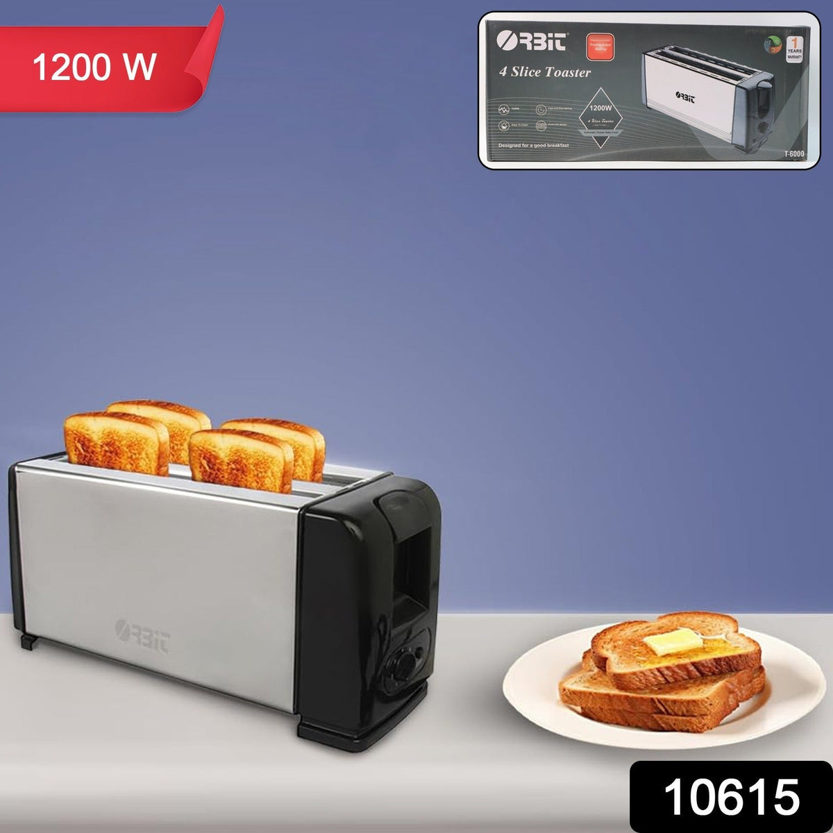 Orbit pop-up toaster in stainless steel, toasting bread in modern kitchen Main image