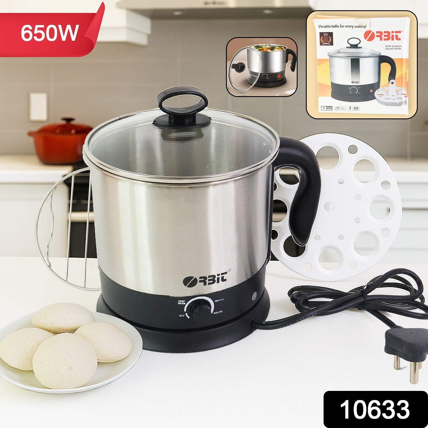 Electric Idli Cooker – 650W Stainless Steel Steamer for Healthy Meals Secondary image