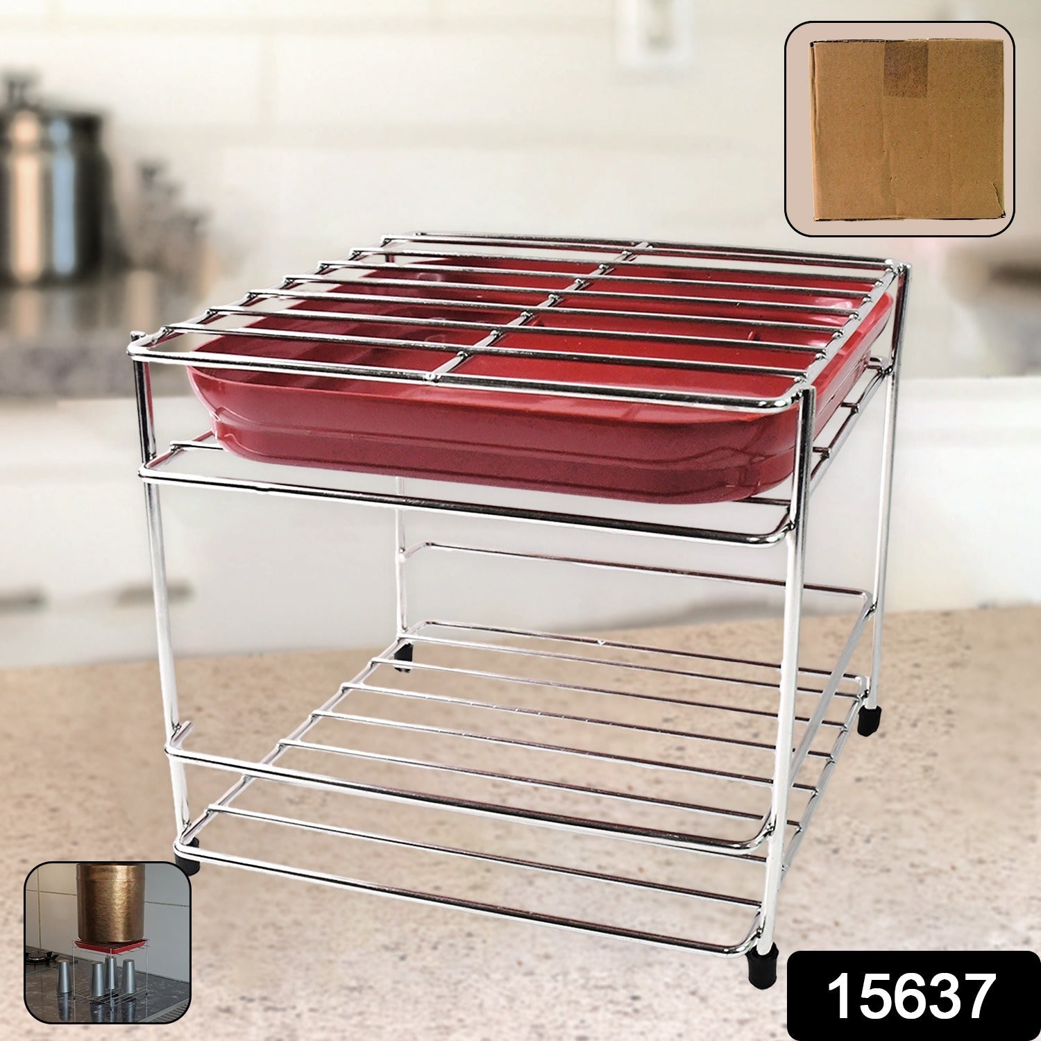 Stainless Steel 2-Tier Kitchen Utensil Storage Stand – Durable & Space-Saving Secondary image
