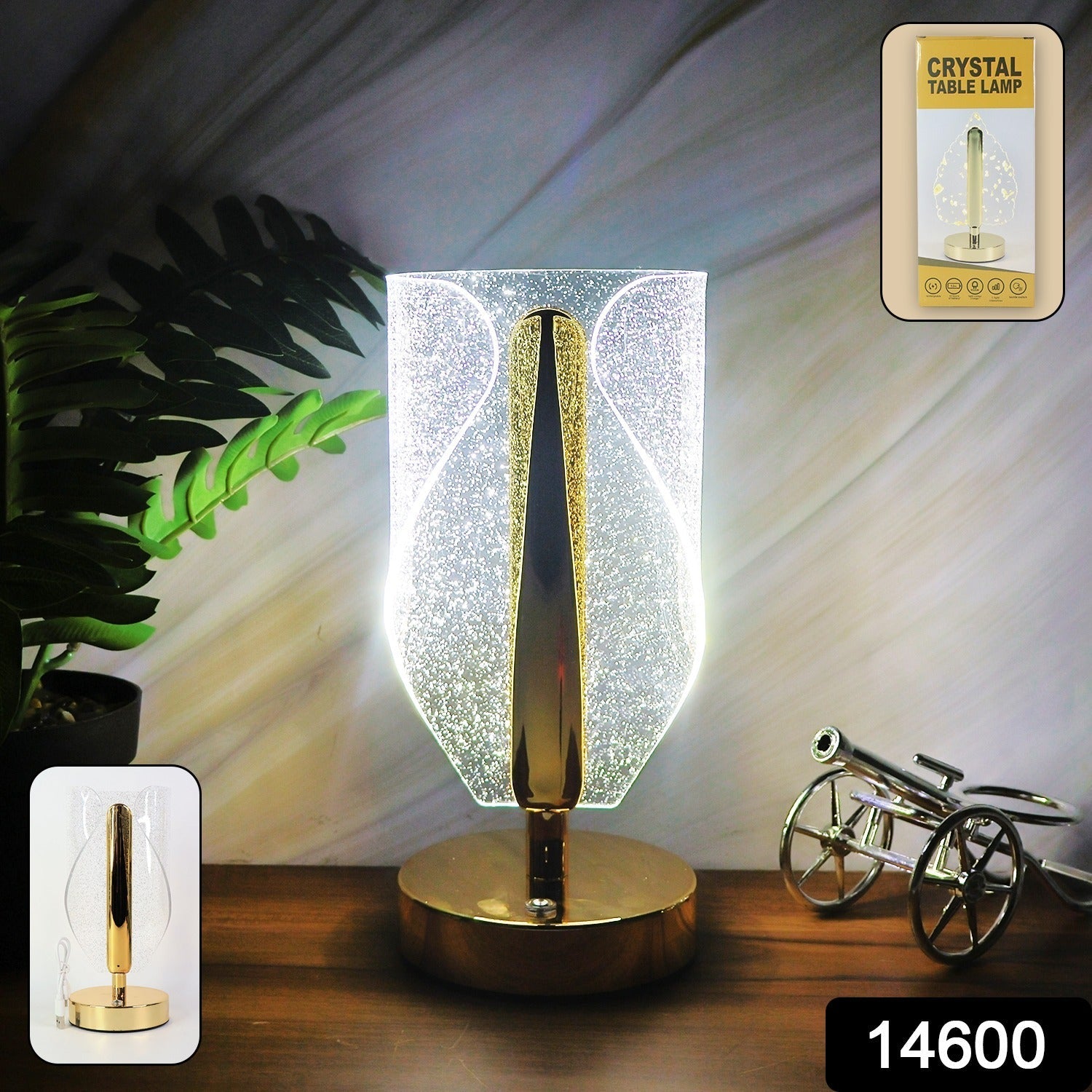 Crystal Table Lamp – Luxury LED with USB Charging Secondary image