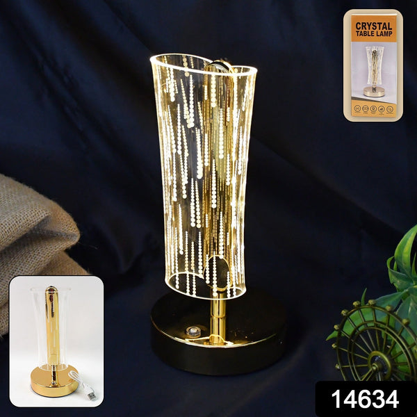 Premium crystal table lamp emitting warm LED glow with stylish design