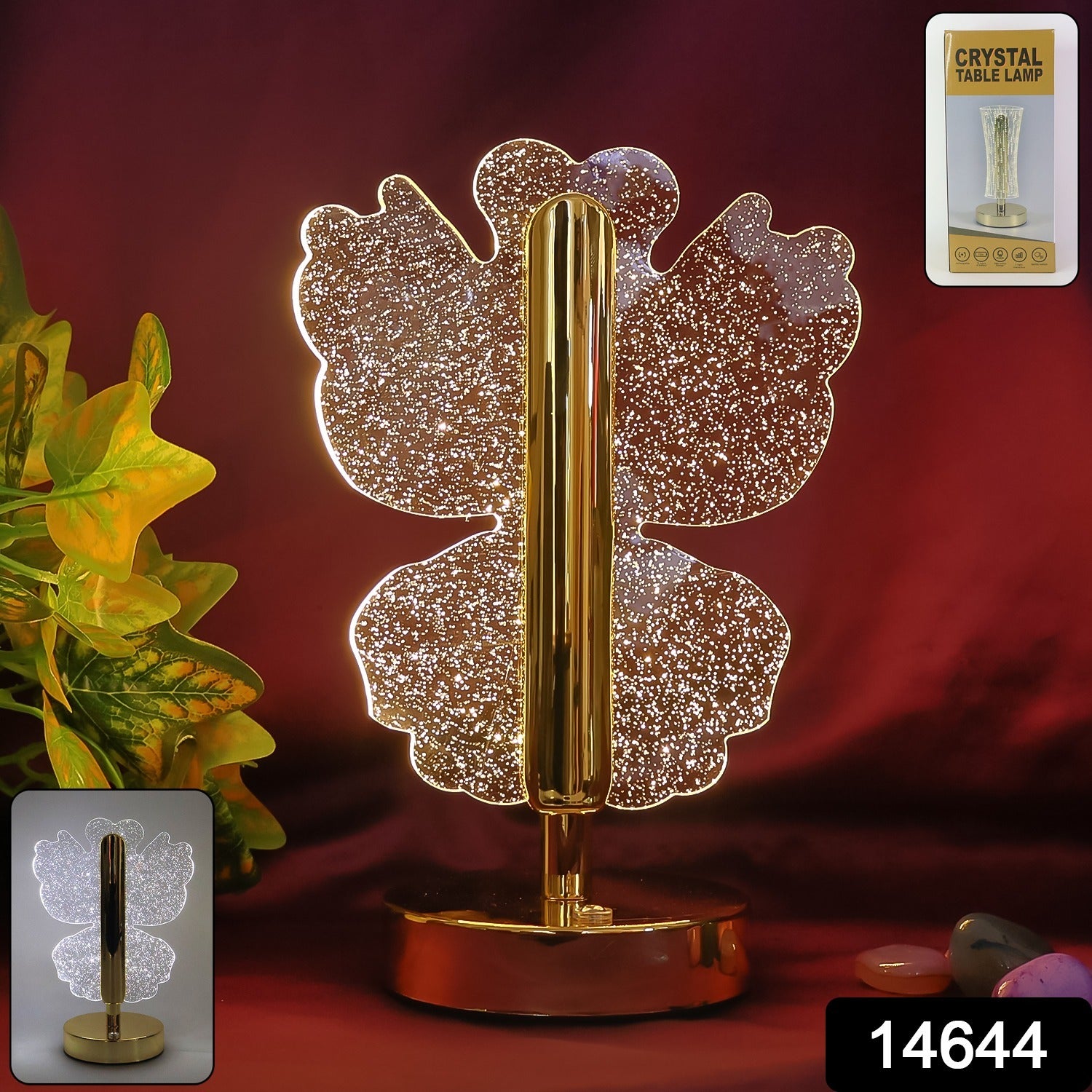 Luxury Crystal Table Lamp – Four-Leaf Clover USB Rechargeable Secondary image