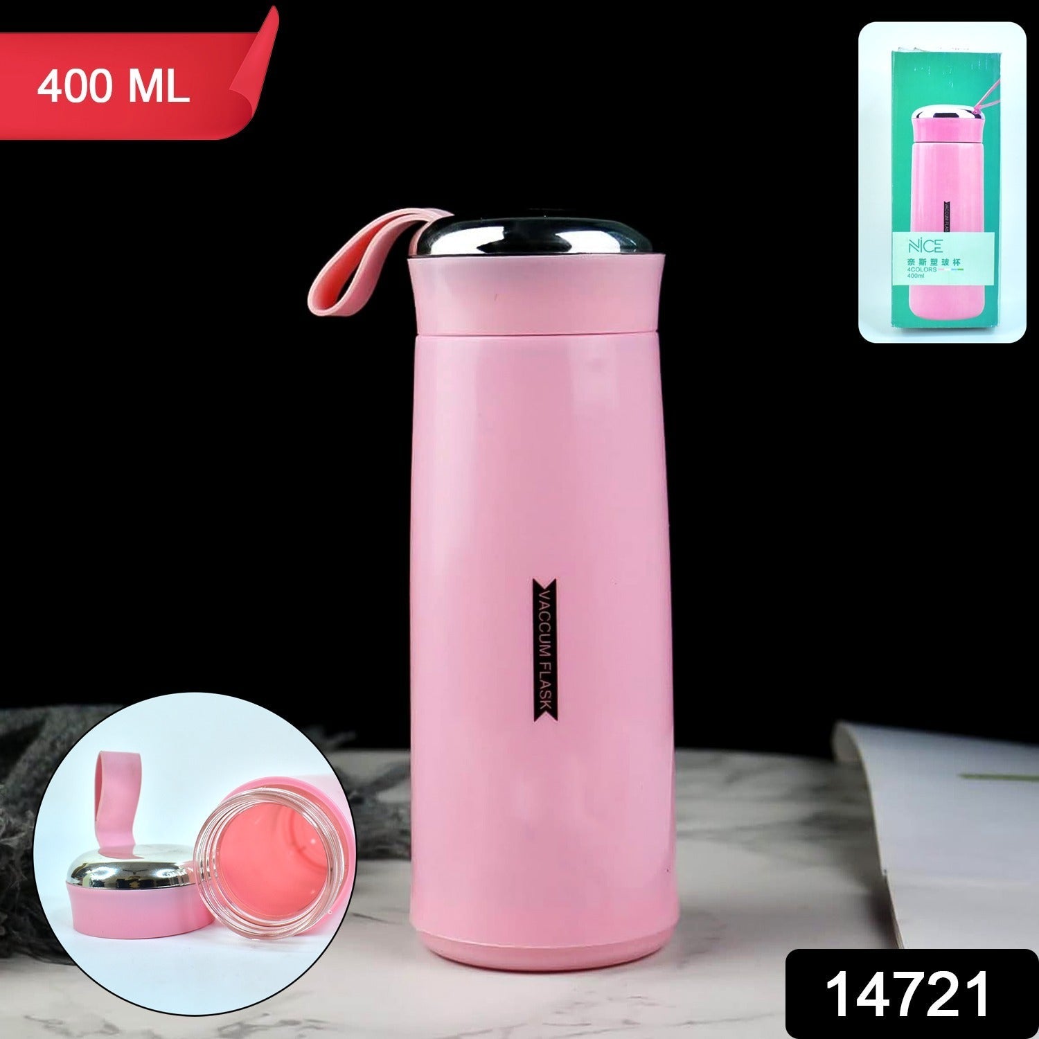 400ml Pink Glass Water Bottle – Leakproof & BPA-Free Secondary image