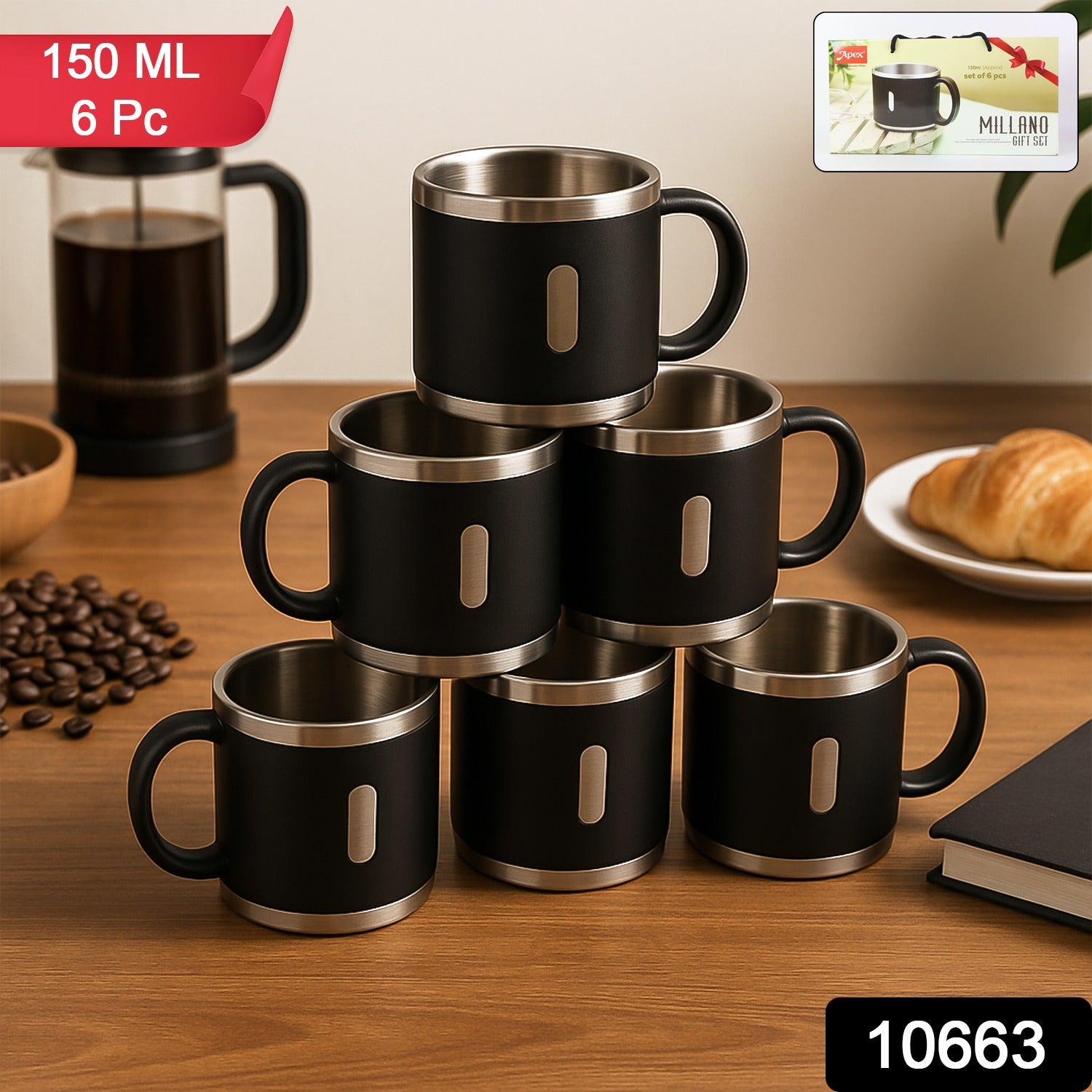 Double Wall Stainless Steel Coffee Mug Set – 150 ML, Insulated & Gift Ready Secondary image