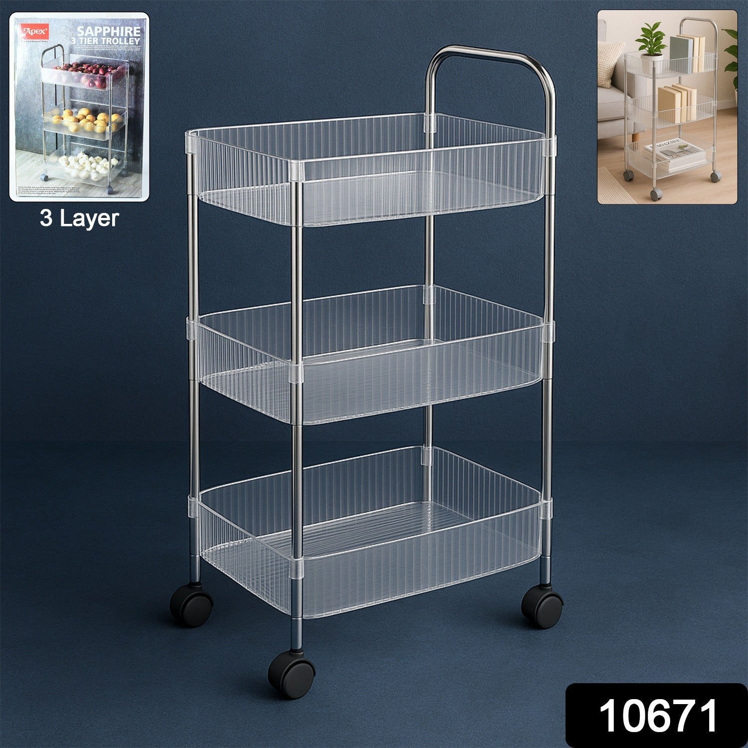 3-Layer Storage Trolley with Wheels – Durable & Versatile Organizer Secondary image
