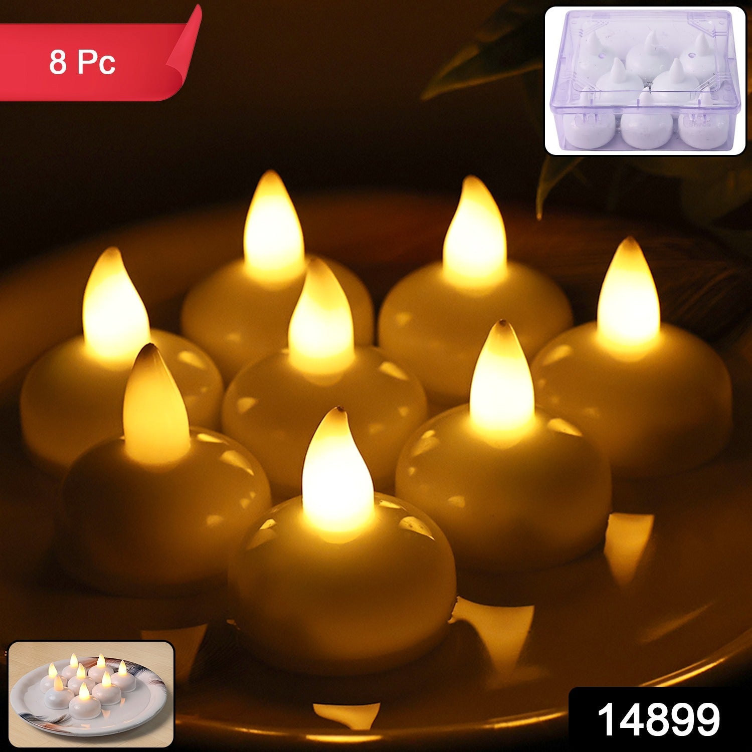 Round LED Flameless Tealight Candles – Safe Warm Glow Set of 8 Secondary image