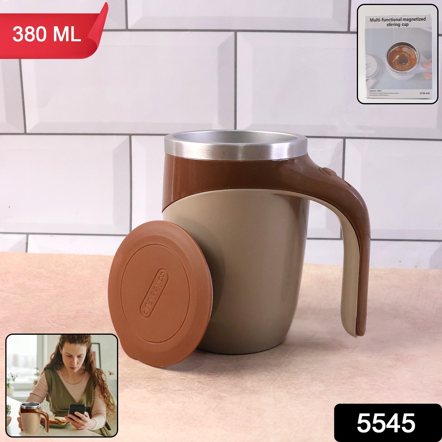 Self-Stirring Coffee Mug – Magnetic Auto-Mix Travel Mug | Mug Wala Secondary image