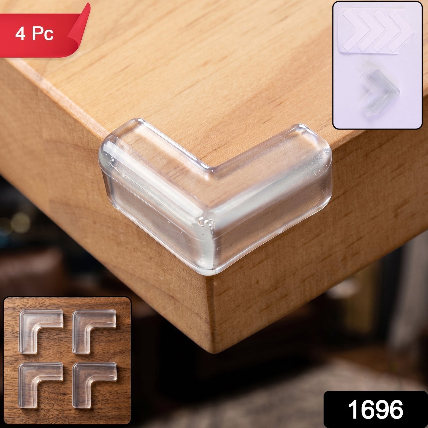 Baby Safety Corner Protector Edge Guard Soft Silicone for Furniture (4 Pc Set) Secondary image