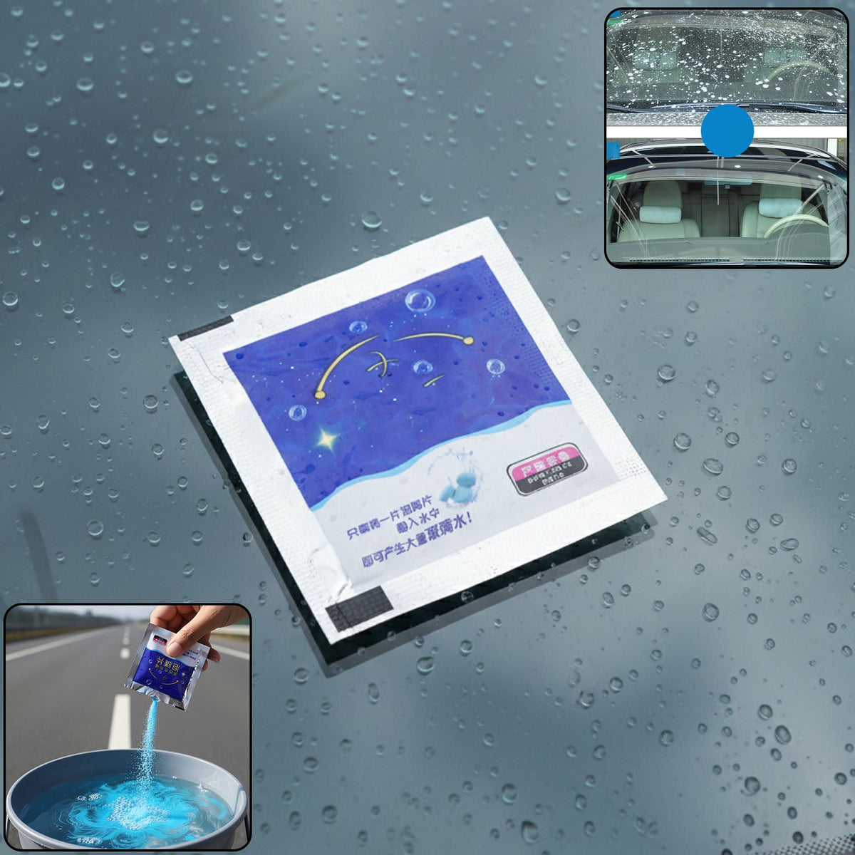 Car windshield wiper detergent powder packet for streak-free cleaning Main image