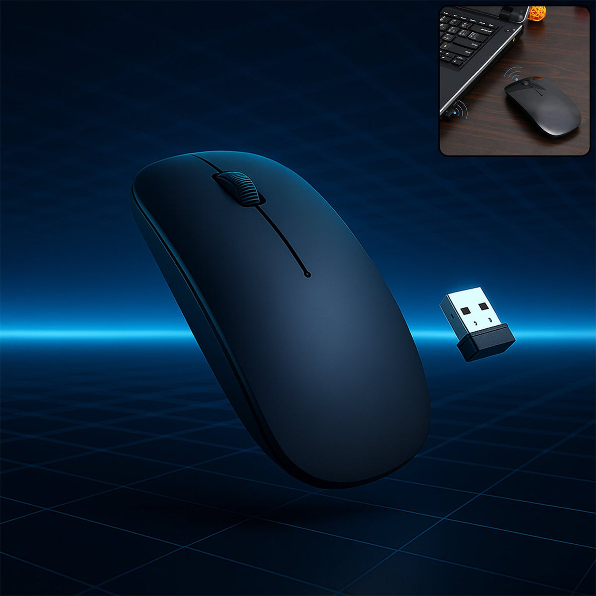 Slim black Wireless Mouse with a comfortable ergonomic design, ideal for daily computer use. Main image
