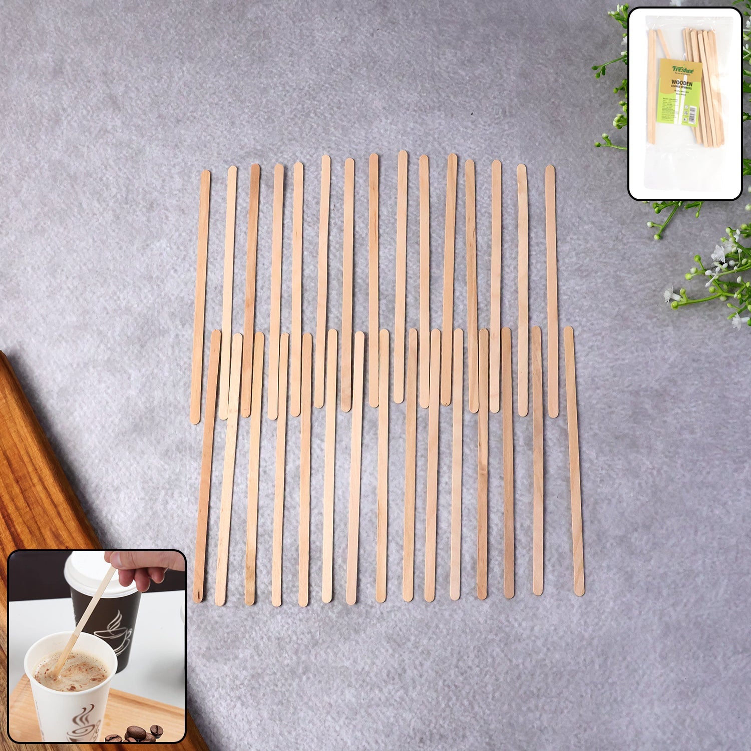 Wooden Coffee Stirrers – Eco-Friendly Smooth Birchwood 30 Pcs Secondary image