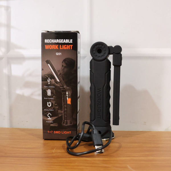 Close-up of rechargeable LED work light in use for home repair tasks