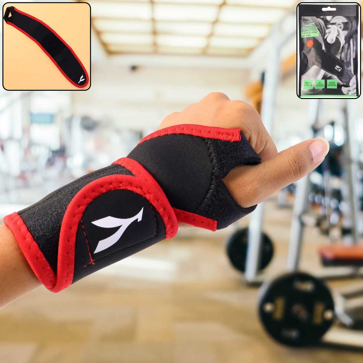 Adjustable wrist support brace with thumb loop providing secure fit Main image
