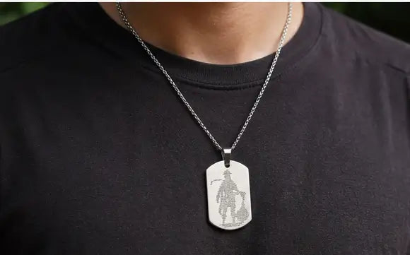Stainless Steel Hanuman Chalisa Pendant with Chain – Silver Plated Micro-Carved Hanuman Locket for Men