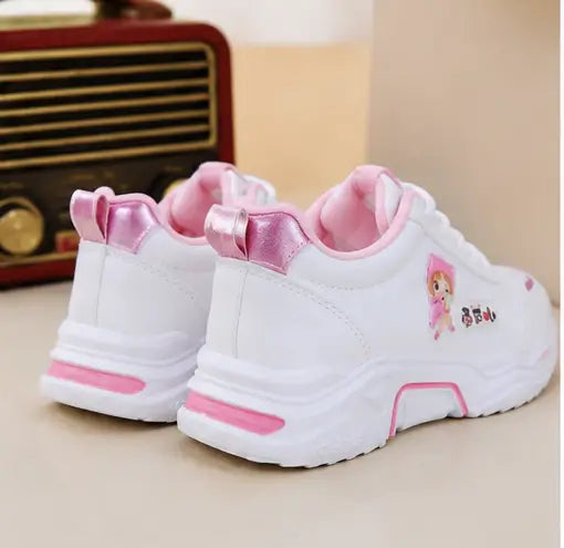 Stylish Printed Casual Shoes for Girls – Lace-Up Synthetic Shoes with Comfortable Rubber Sole